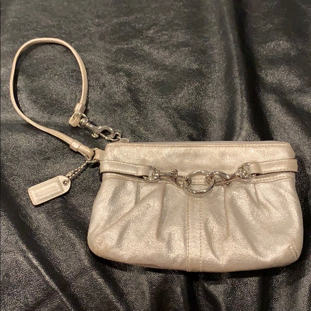 AUTHENTIC silver Coach wristlet